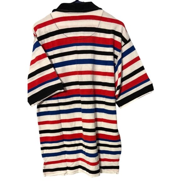 Roadblock Mens L Stripe Polo Shirt Red/Blue/Black/White Cotton Short Sleeve NWT - Picture 3 of 10